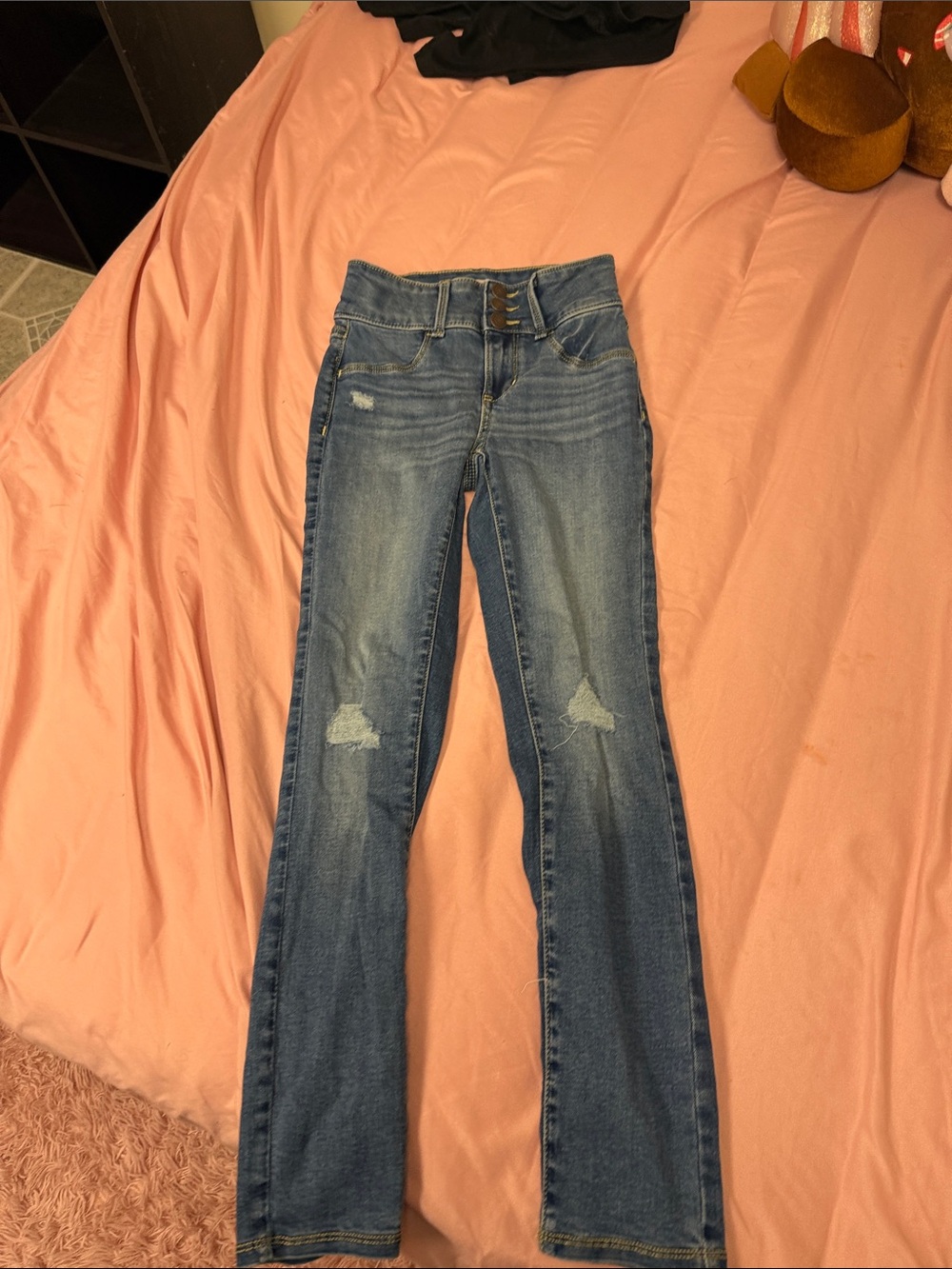 SO Boot Cut Distressed Jeans in Blue Waist 10